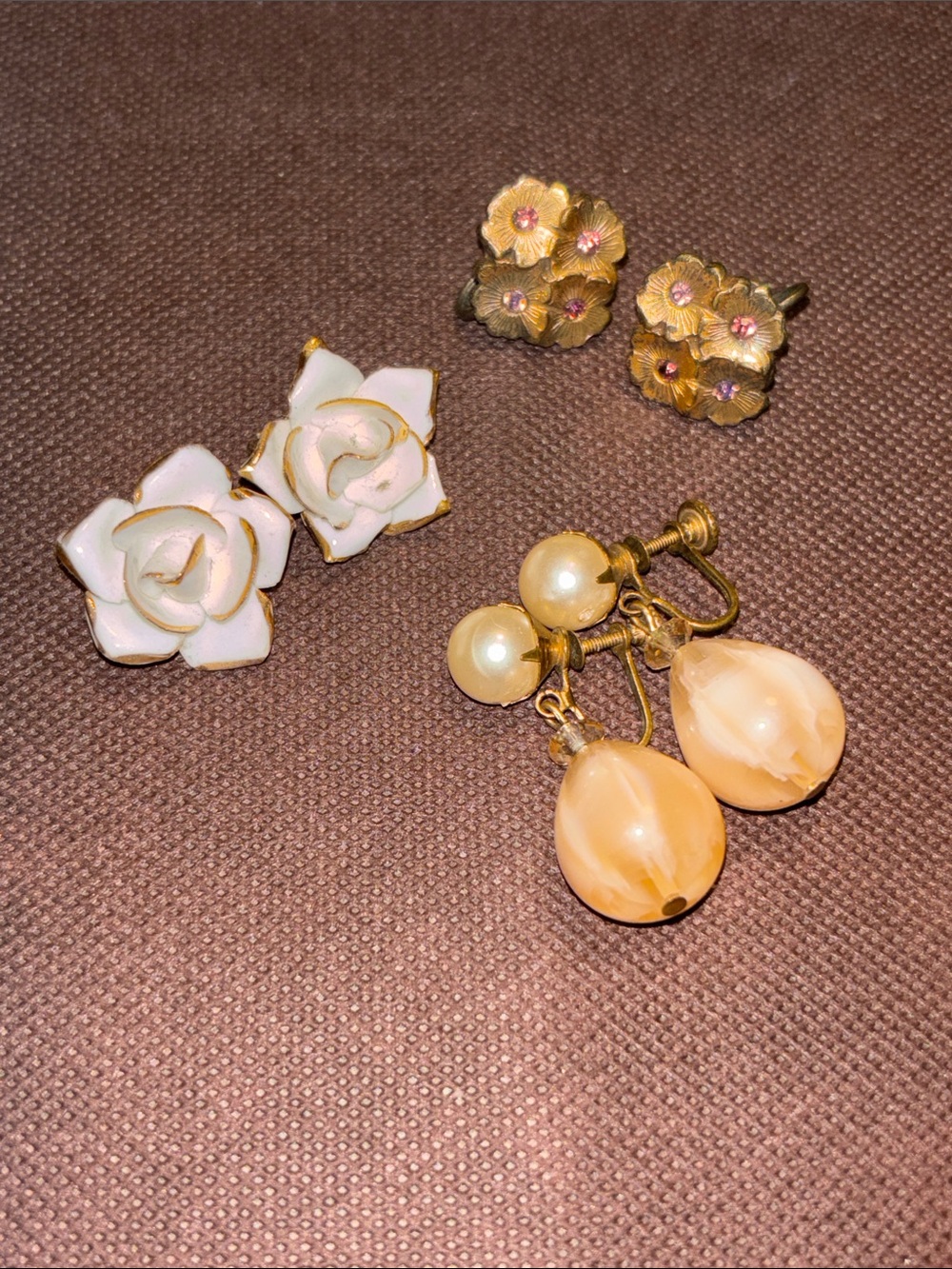 Vintage earring bundle resin and floral